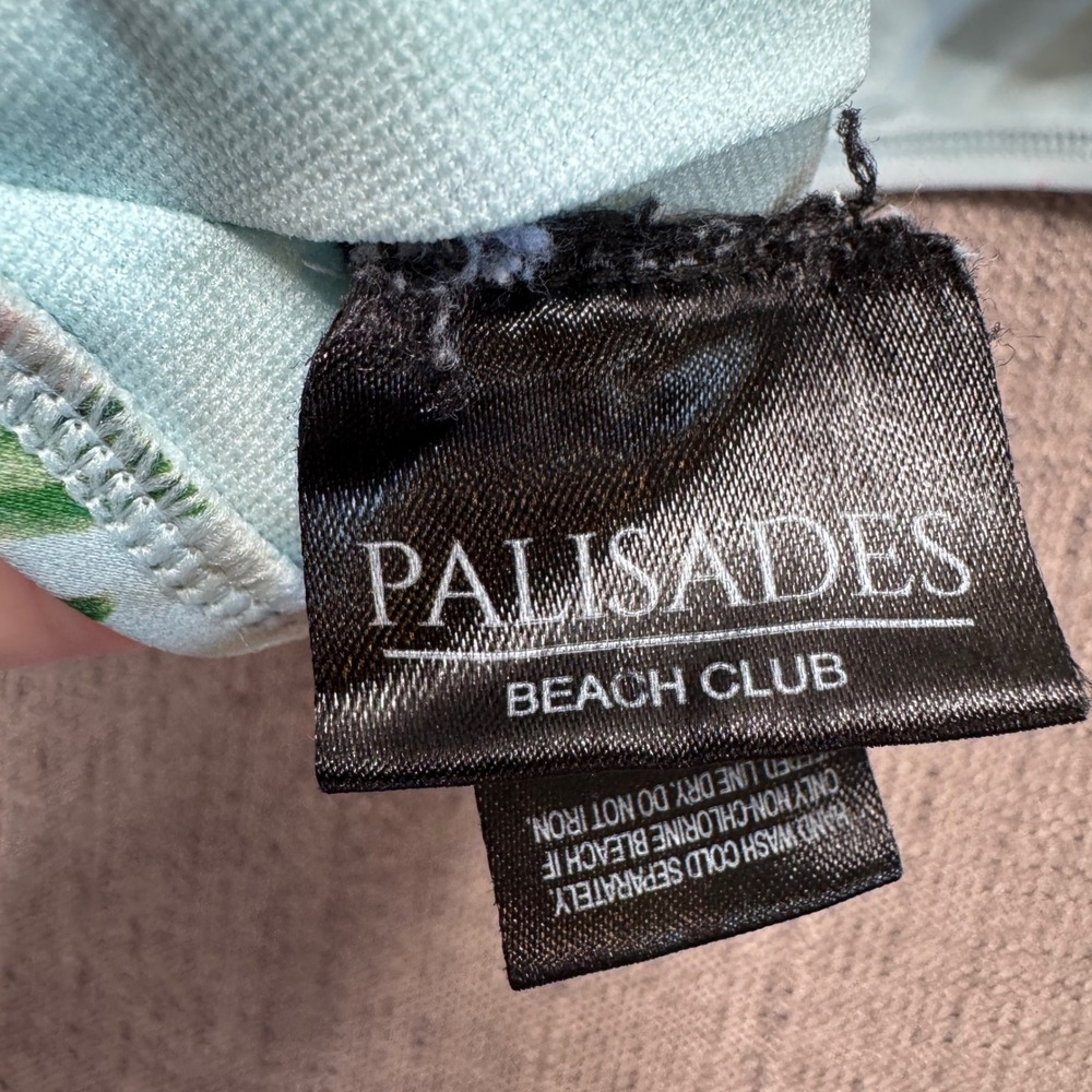 Palisades Beach Club Blue Tropical Floral Wrap One Piece Swimsuit PB09 Large - Picture 3 of 8